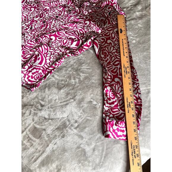 Chico's womens size 3 shirt magenta/silver satin button-up long sleeves - Picture 5 of 8